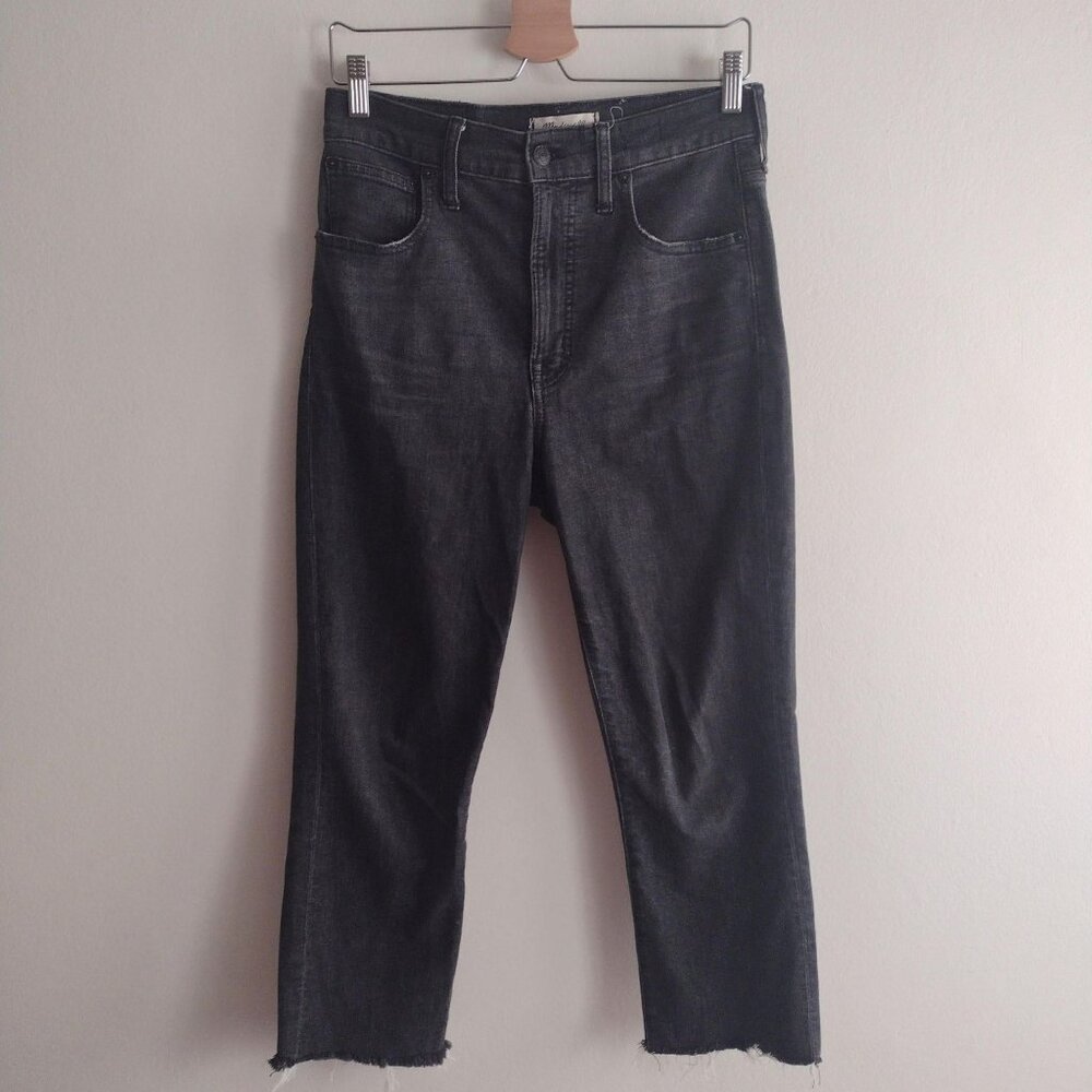Madewell Perfect Vintage Crop Jeans 27 Black Denim w Frayed Hem - Picture 9 of 9